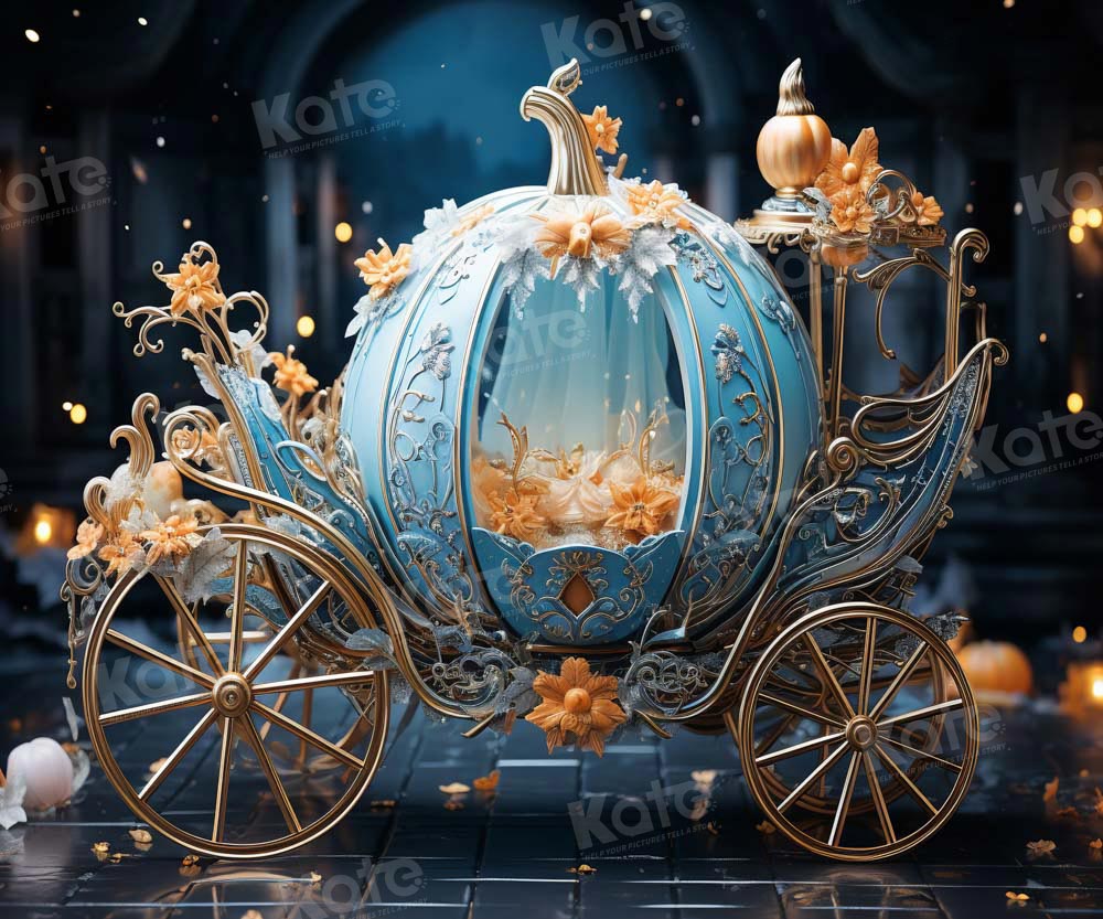 Kate Blue Pumpkin Car In Night Backdrop Designed by Chain Photography