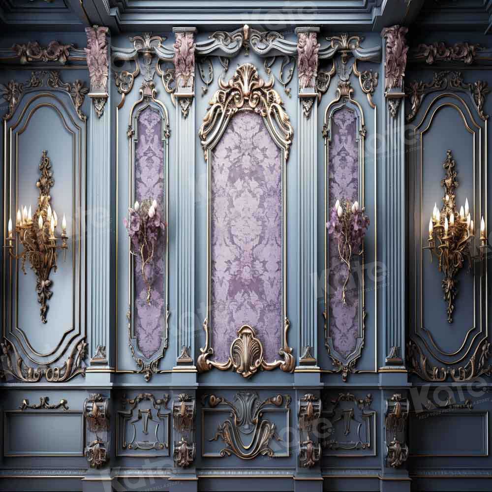 Fondo de pared retro oscuro vintage púrpura azul diseñado por Kate Imagen