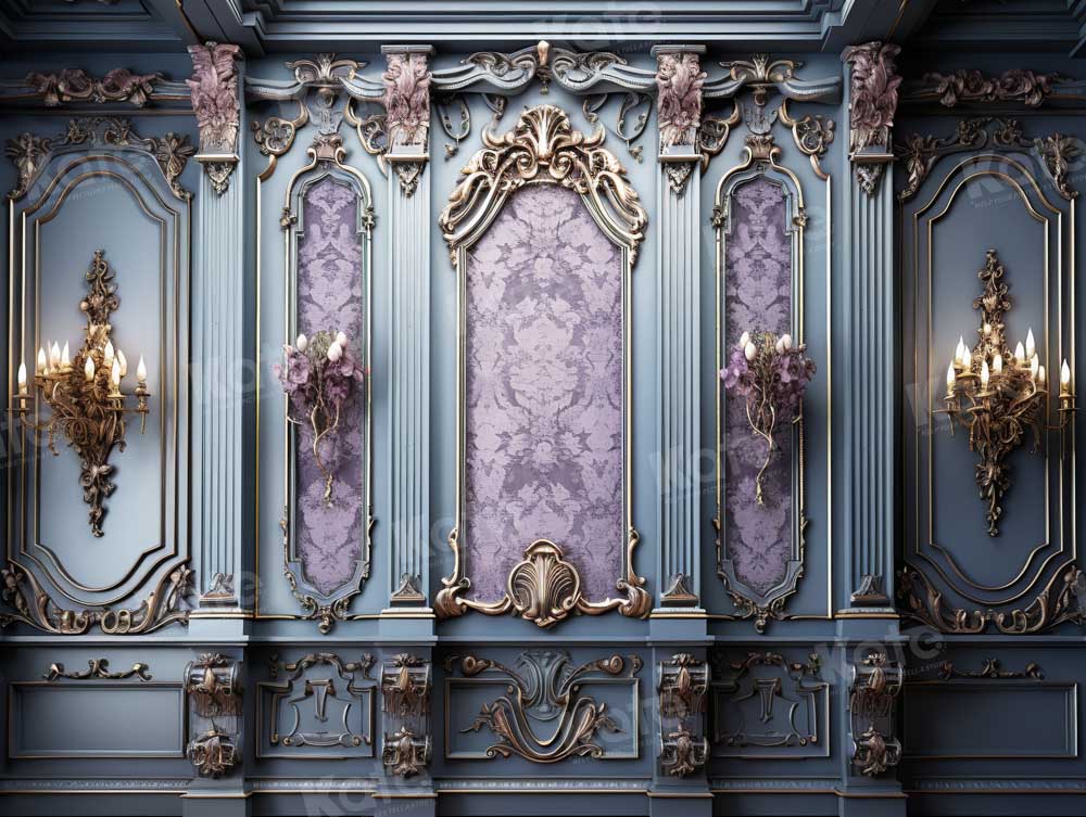 Fondo de pared retro oscuro vintage púrpura azul diseñado por Kate Imagen