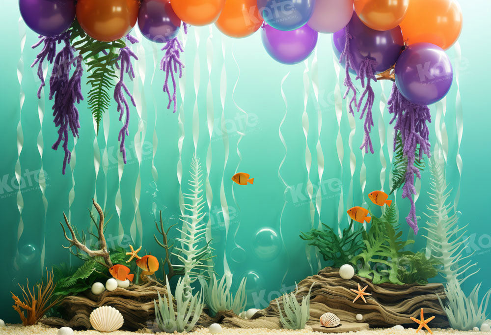 Kate Summer Green Mermaid Underwater Balloon Backdrop Designed by Emetselch