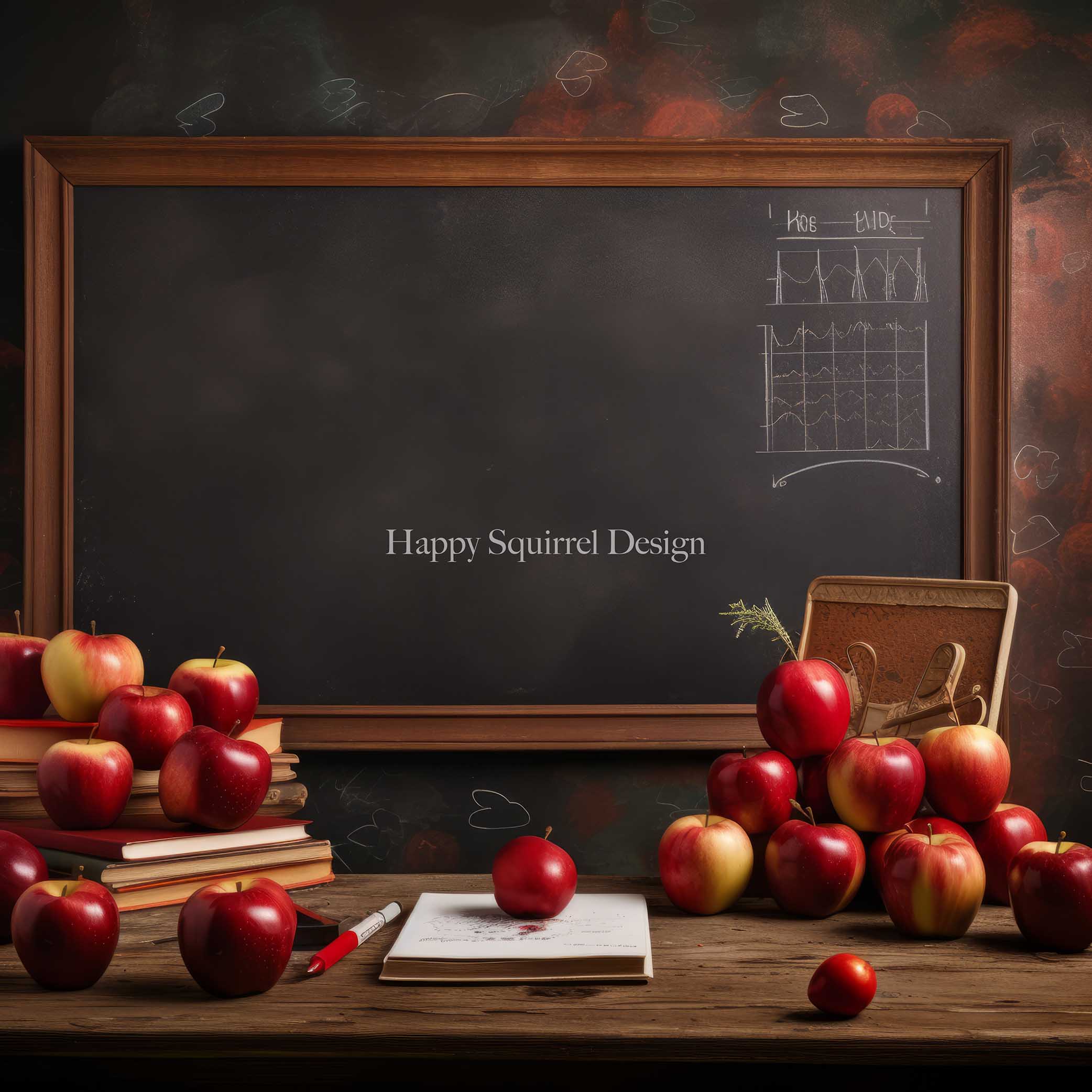 Kate Teachers Desk Back to School Backdrop Designed by Happy Squirrel Design