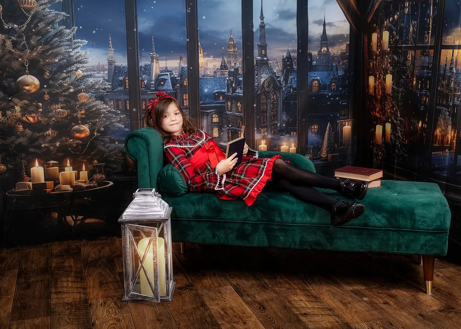 Kate Christmas Snowy Town Outwindow in Night Candle Room Set(8ftx8ft&10ftx8ft&8ftx10ft)