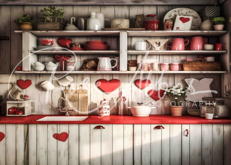 Kate Lots of Love Valentine's Day Kitchen Backdrop Designed By Rose Abbas