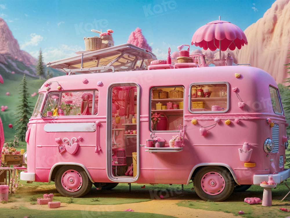 Kate Fashion Doll Pink Bus Backdrop Designed by Emetselch