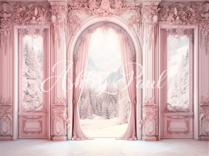Kate Winter Pink Wall Corridor Backdrop Designed by Ashley Paul
