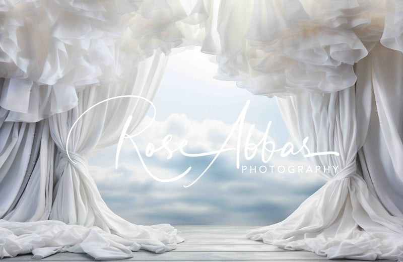 Kate Heavenly White Curtains Printed Backdrop Designed By Rose Abbas