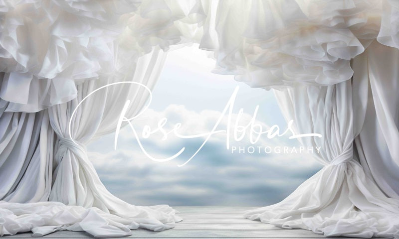 Kate Heavenly White Curtains Printed Backdrop Designed By Rose Abbas