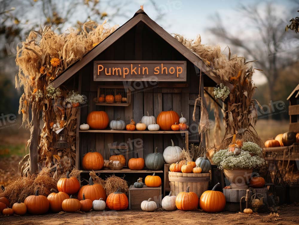 Herfst Pompoenwinkel Foto Achtergrond Ontworpen door Chain Photography