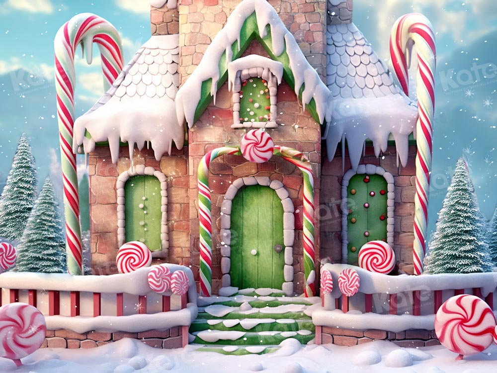 Kate Christmas Winter Candy House Backdrop Designed by Emetselch