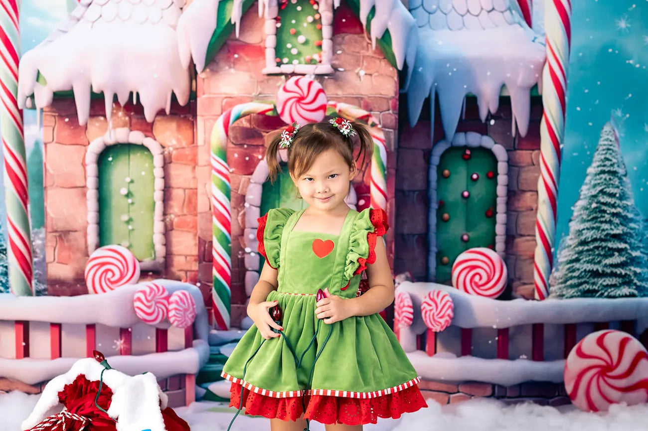 Kate Christmas Winter Candy House Backdrop Designed by Emetselch