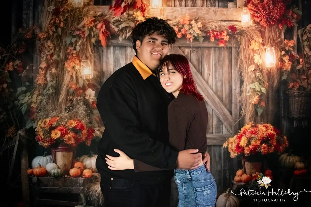 Autunno Foglie Retro Sfondo di Fienile Progettato da Emetselch