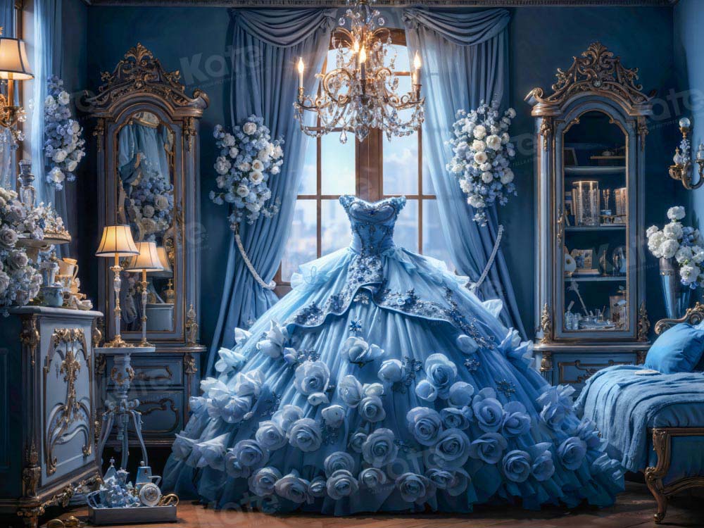 Kate Blue Princess Dress Room Backdrop Designed by Emetselch