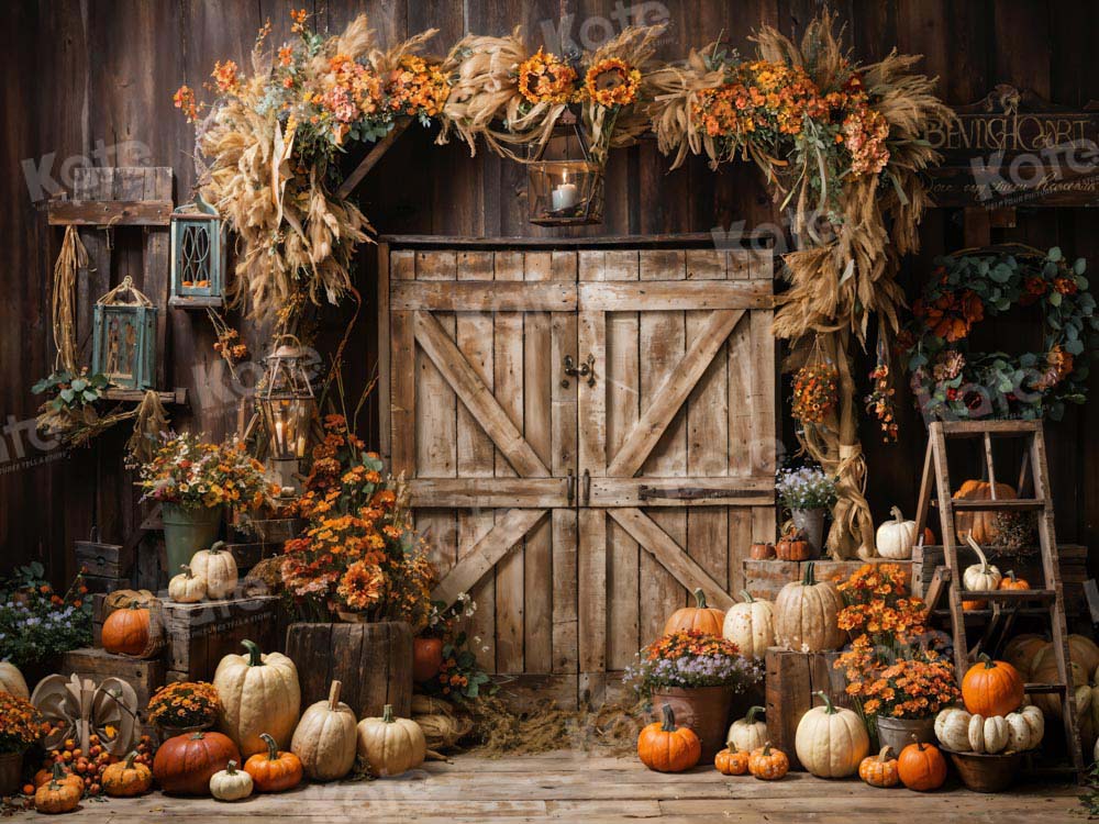 Kate Autumn Pumpkin Barn Backdrop Designed by Emetselch