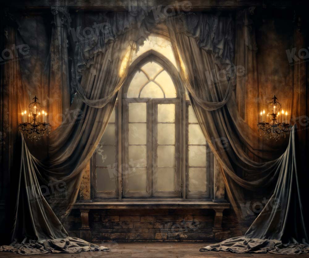 Halloween Donker Podium Gordijn Foto Achtergrond Ontworpen door Emetselch