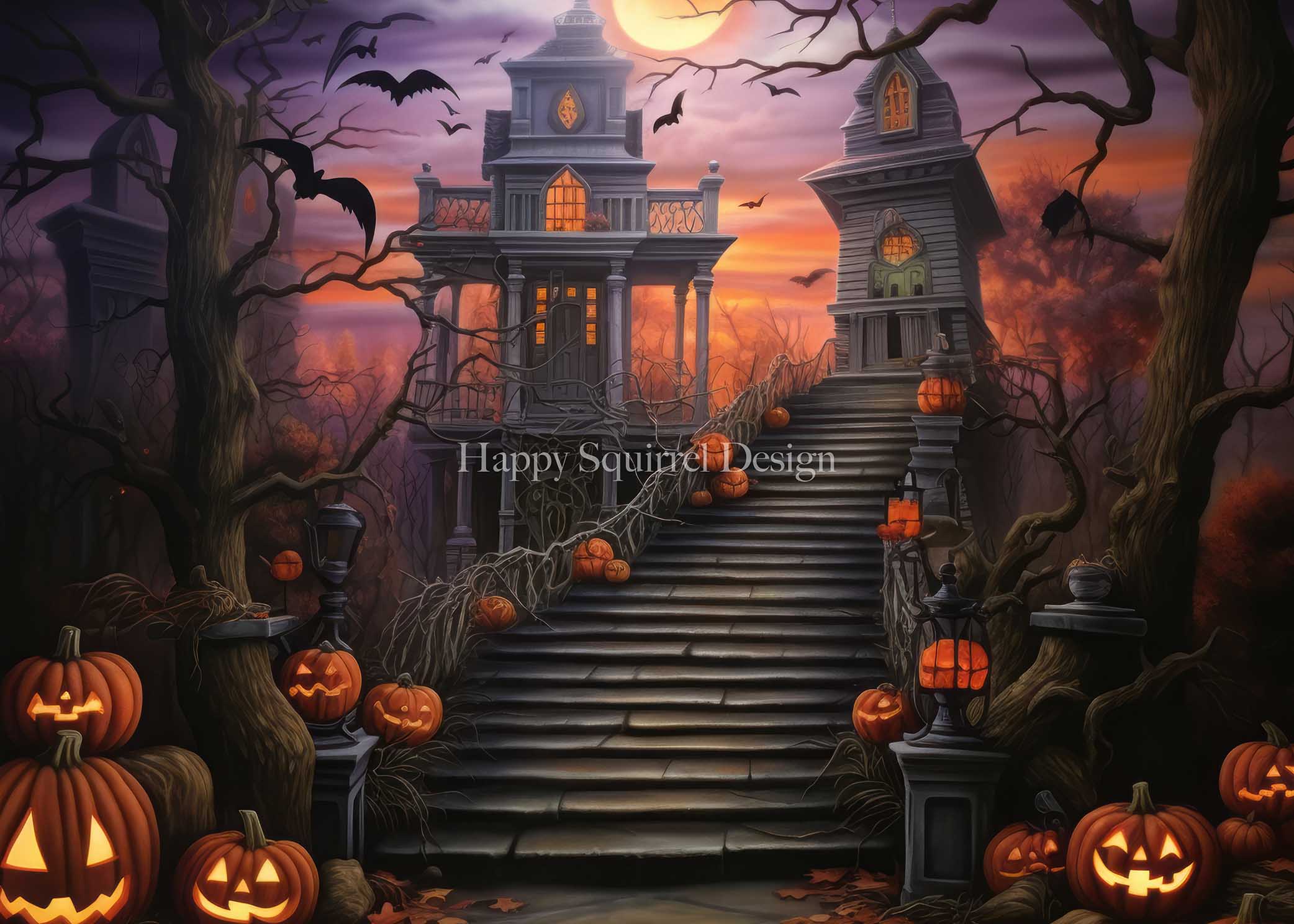 Kate Halloween Pumpkin House Backdrop Designed by Happy Squirrel Design