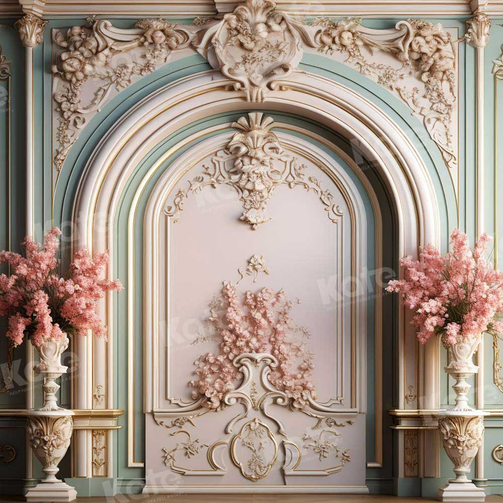 Sfondo murale vintage rosa e verde progettato da Chain Photography