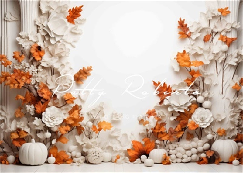 Kate White and Orange Fall Trees Backdrop Designed by Patty Robert