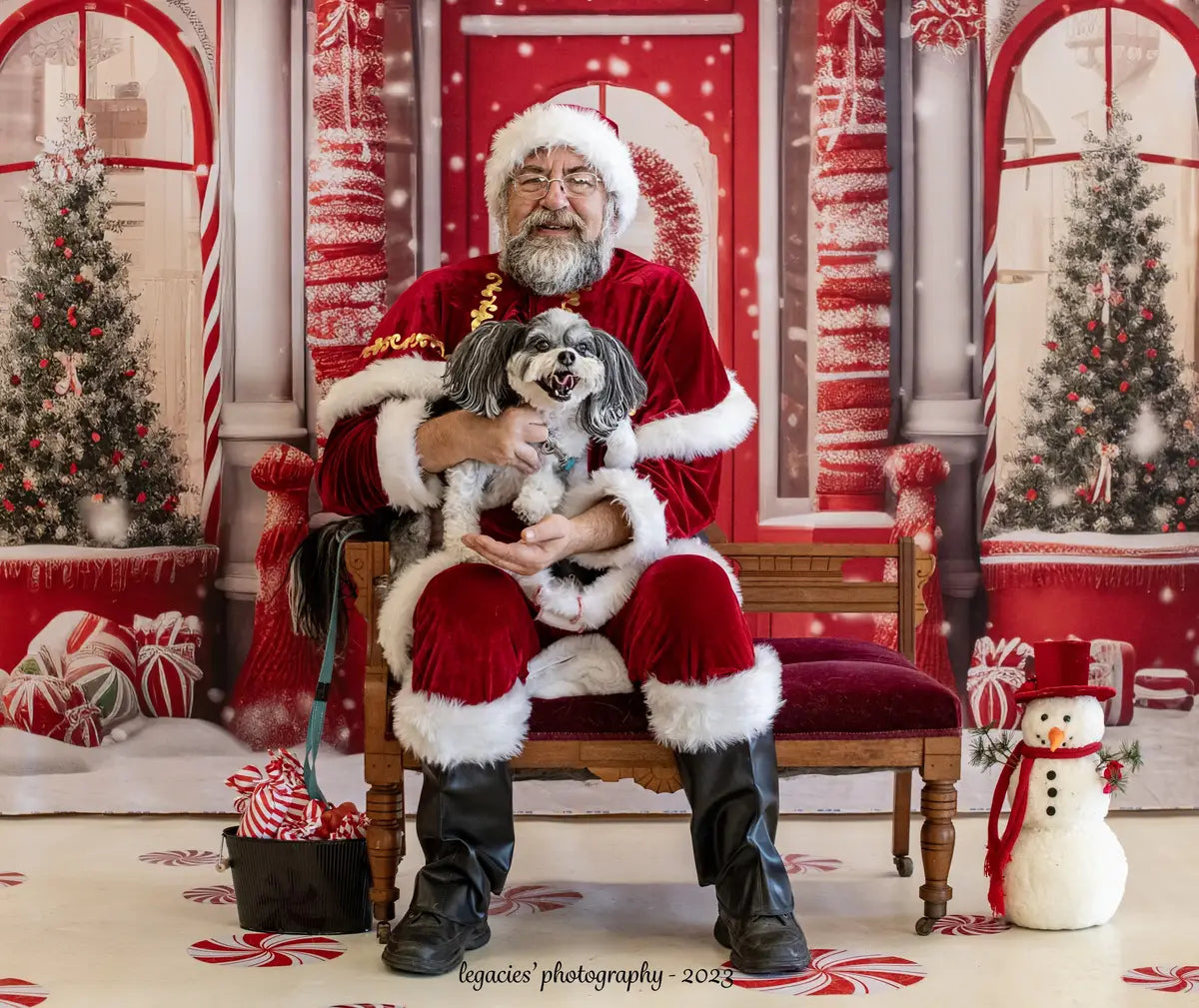 Kate Christmas Red Candy Shop Backdrop Designed by Chain Photography