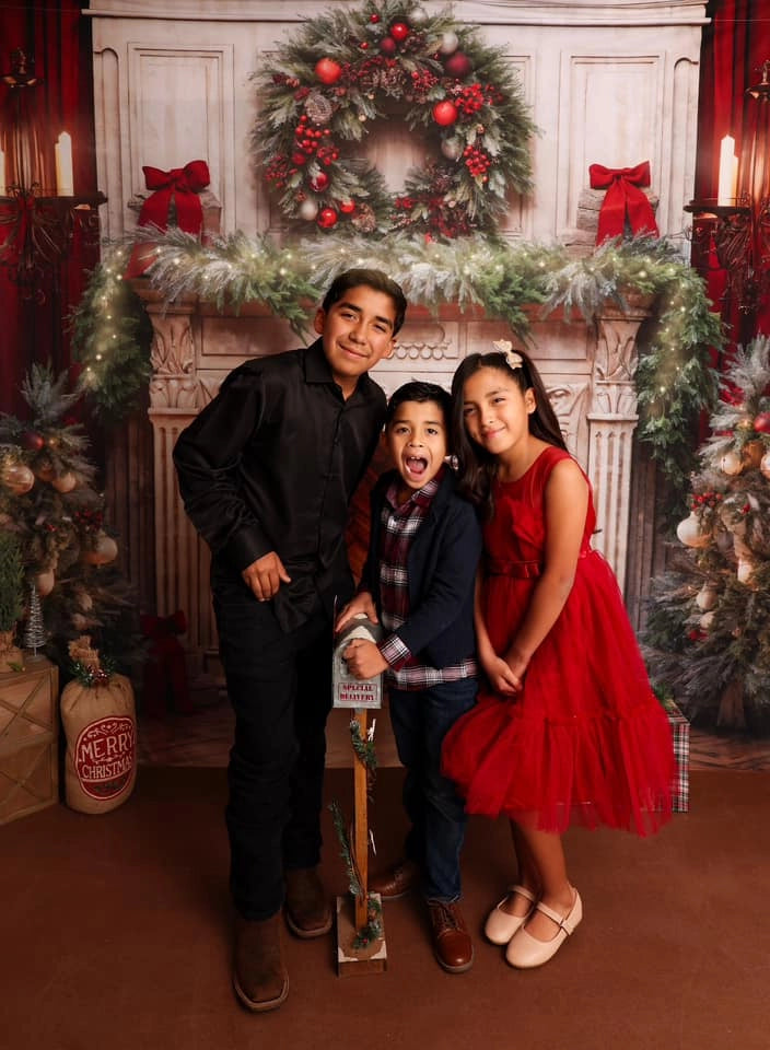 Kate Christmas Tree Fireplace Red Backdrop Designed by Emetselch