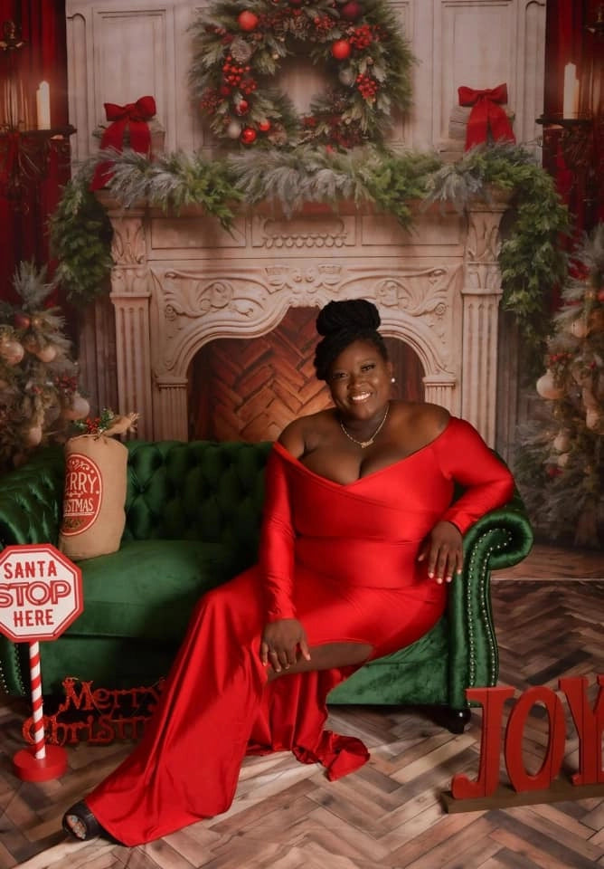 Kate Christmas Tree Fireplace Red Backdrop Designed by Emetselch