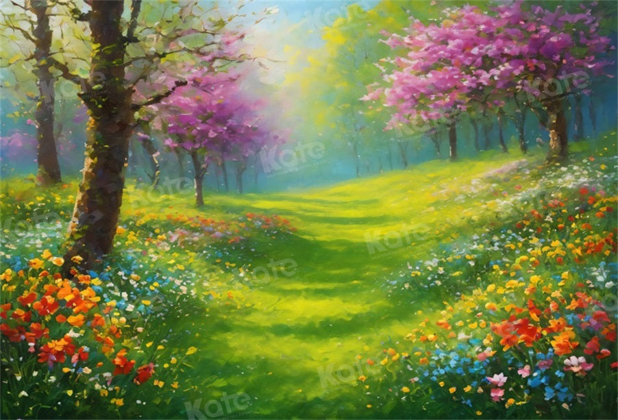 Kate Spring Beautiful Field Flower Tree Backdrop for Photography