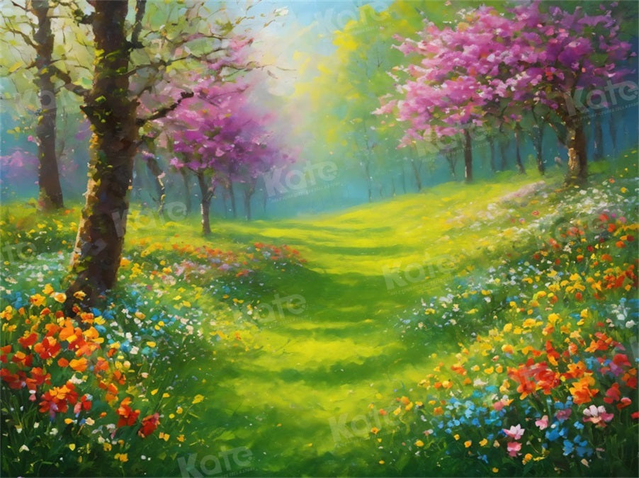 Kate Spring Beautiful Field Flower Tree Backdrop for Photography