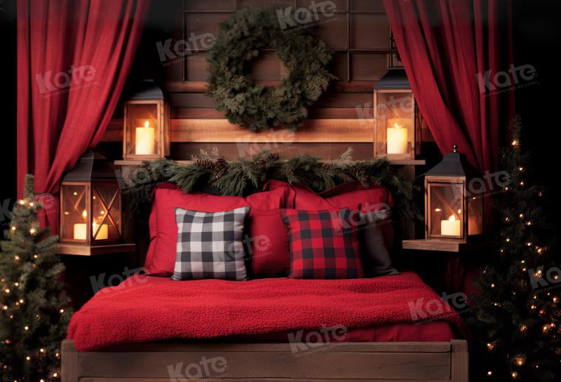 Kate Christmas Red Headboard Backdrop for Photography