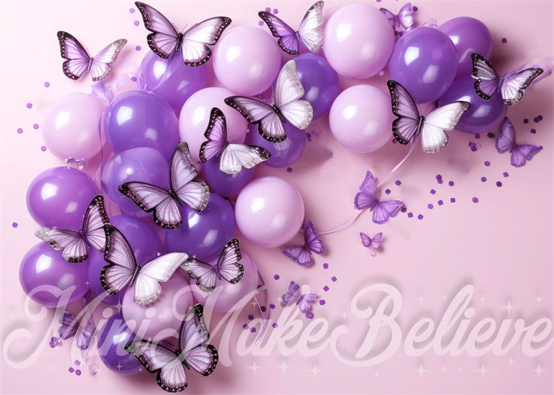 Fondo de Globos de Mariposas para el Cumpleaños Diseñado por Mini MakeBelieve