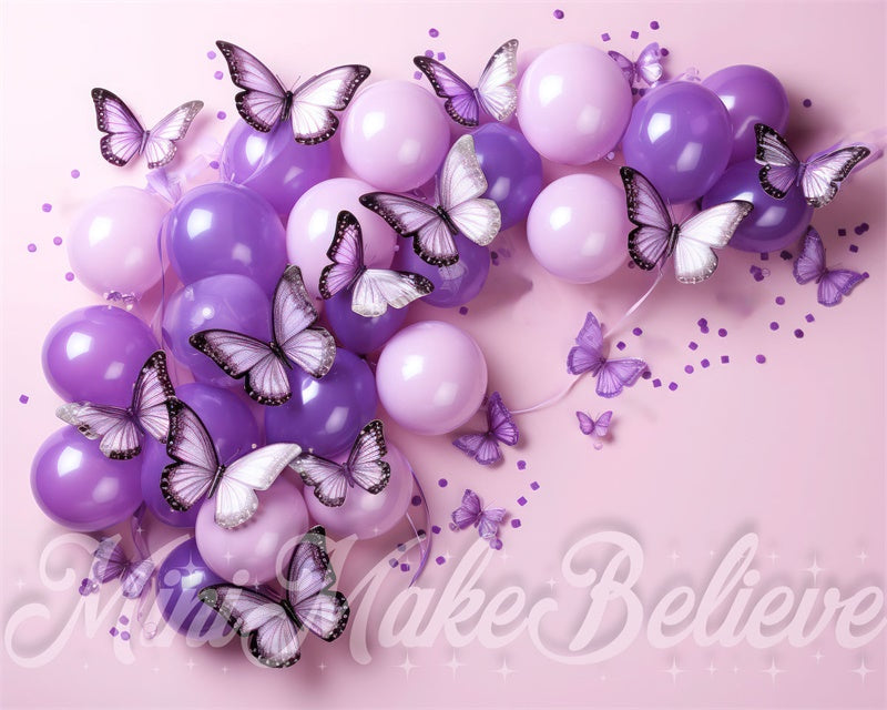 Fondo de Globos de Mariposas para el Cumpleaños Diseñado por Mini MakeBelieve
