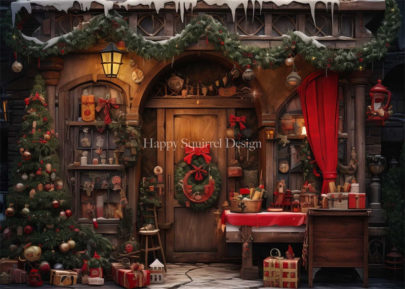 Kate Christmas Gifts at the Door Backdrop Designed by Happy Squirrel Design