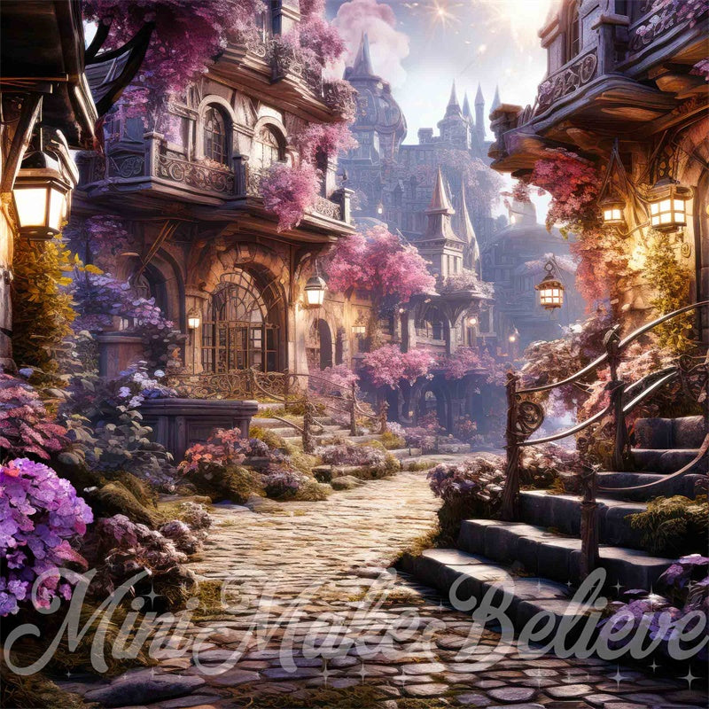 Kate Fantasy Painterly Cartoon Princess Village Backdrop Designed by Mini MakeBelieve