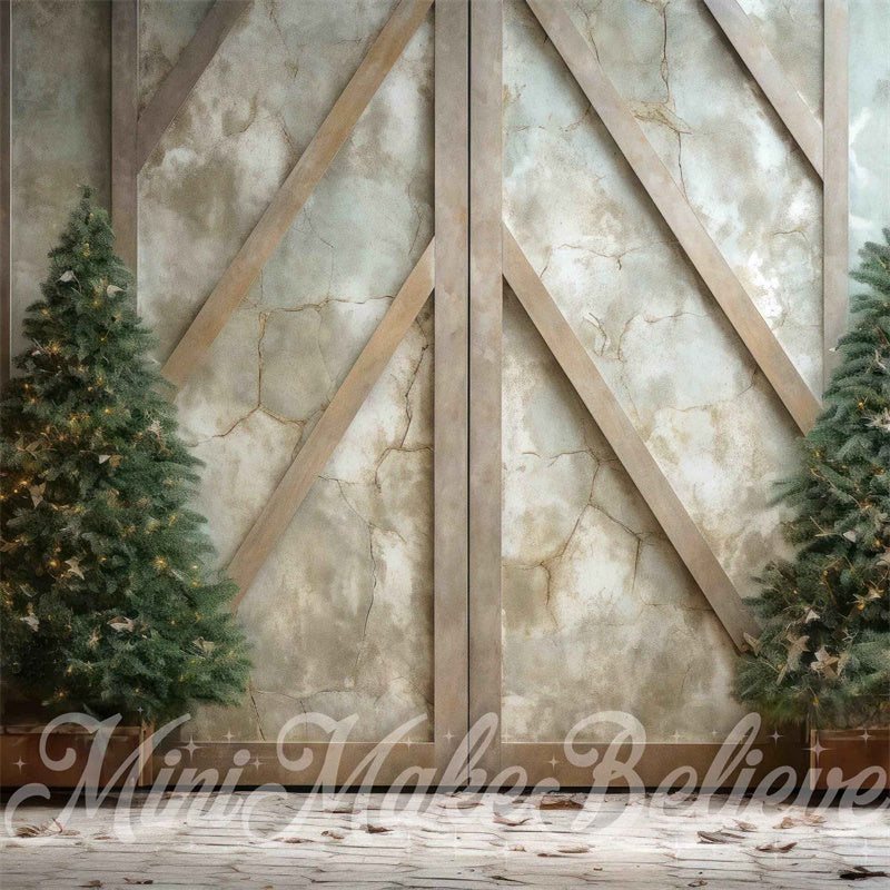 Kate Winter Christmas Trees Rustic Marble Wall Backdrop Designed by Mini MakeBelieve