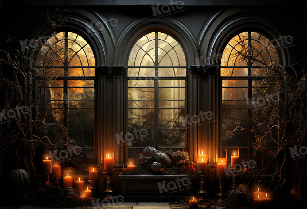 Kate Halloween Window Night Candle Backdrop for Photography