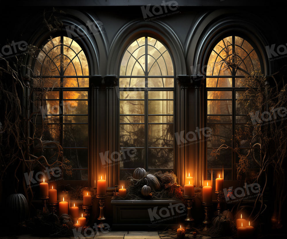 Kate Halloween Window Night Candle Backdrop for Photography