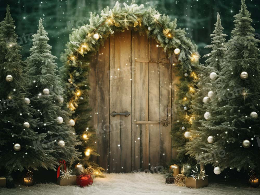 Kate Christmas Green Barn Door Backdrop Designed by Chain Photography
