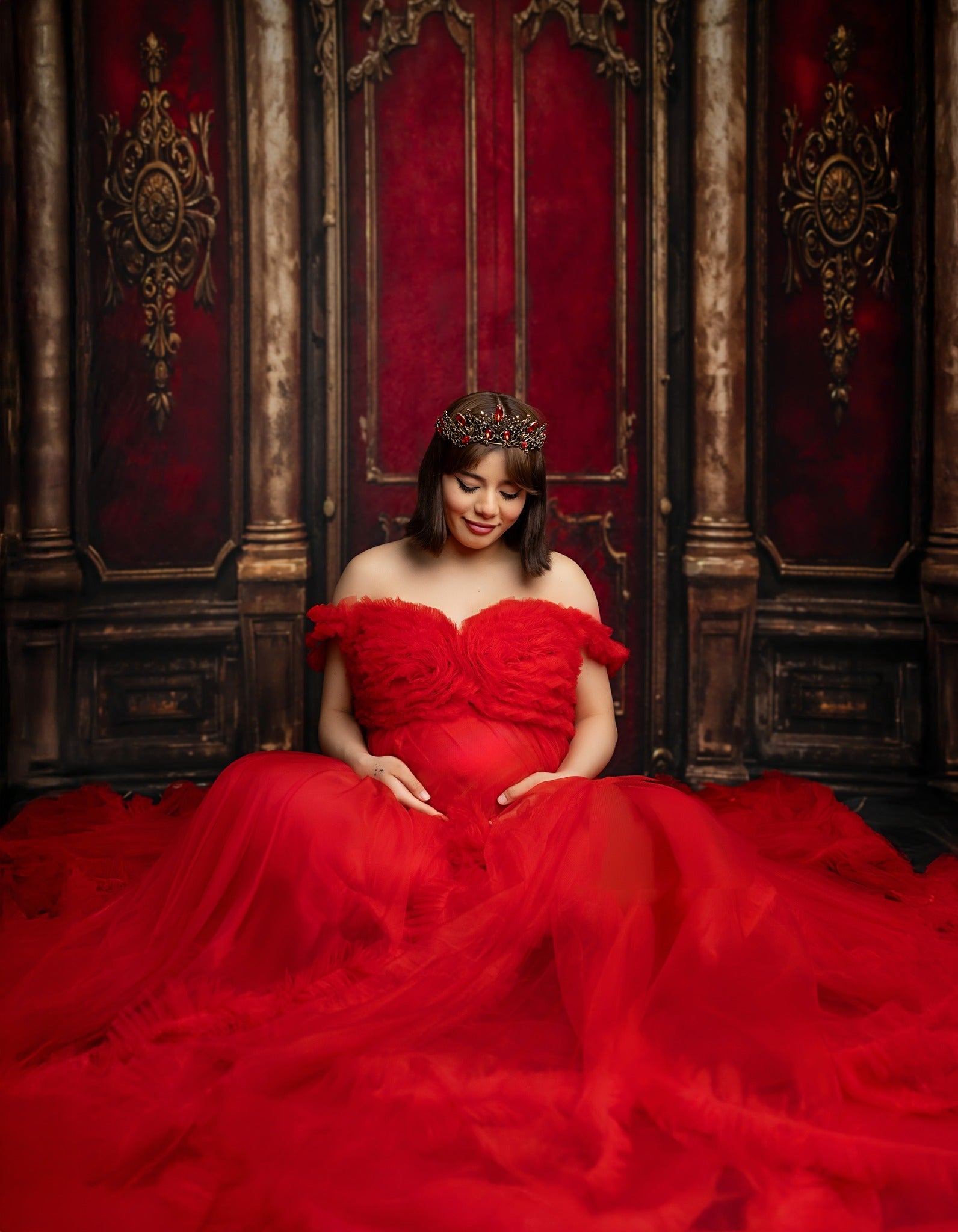 Retro Oude Rode Muur Foto Achtergrond Ontworpen door Chain Photography