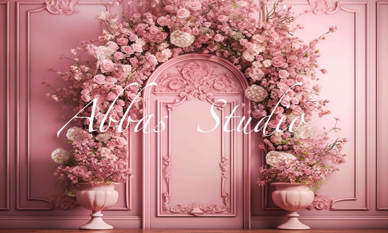 Kate Pink Floral Arch Backdrop Designed by Abbas Studio