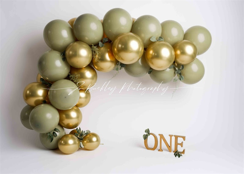 Kate Green&Gold Cake Smash One Birthday Backdrop Designed by Jo Buckley Photography