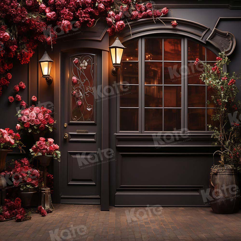 Kate Valentine's Day Rose Floral House Door Backdrop Designed by Emetselch