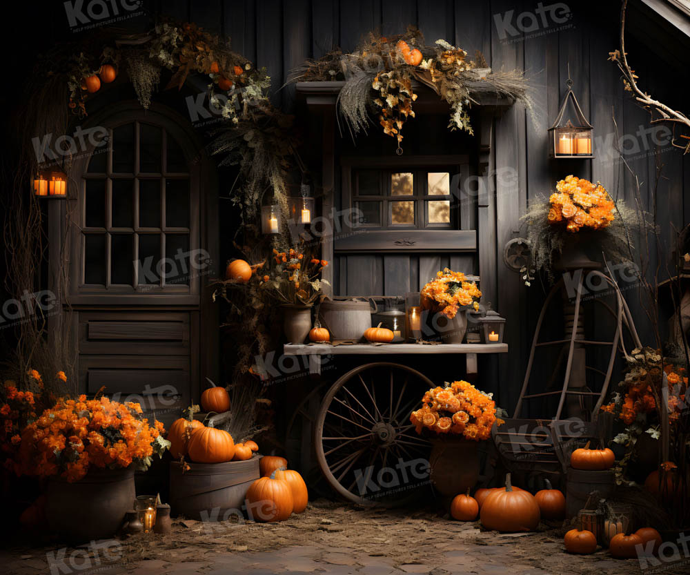Kate Autumn/Fall Pumpkin Black Room Backdrop for Photography