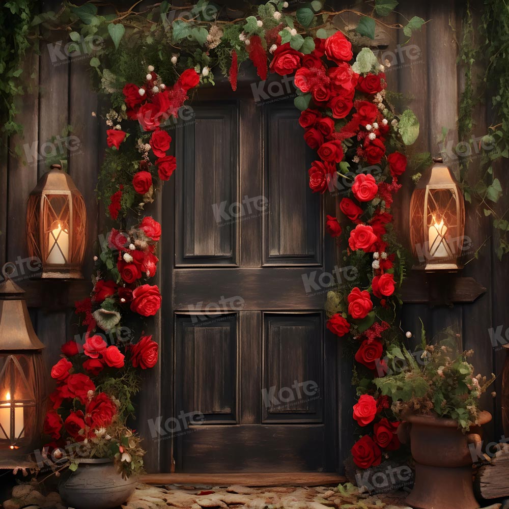 Kate Valentine's Day Rose Arch Old Door Backdrop for Photography