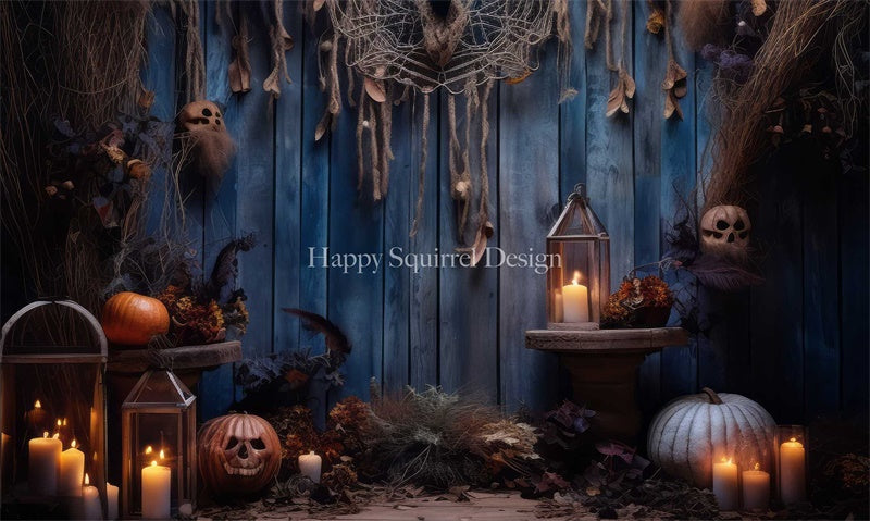 Kate Halloween Ghost Skull Pumpkin Candle Backdrop Designed by Happy Squirrel Design