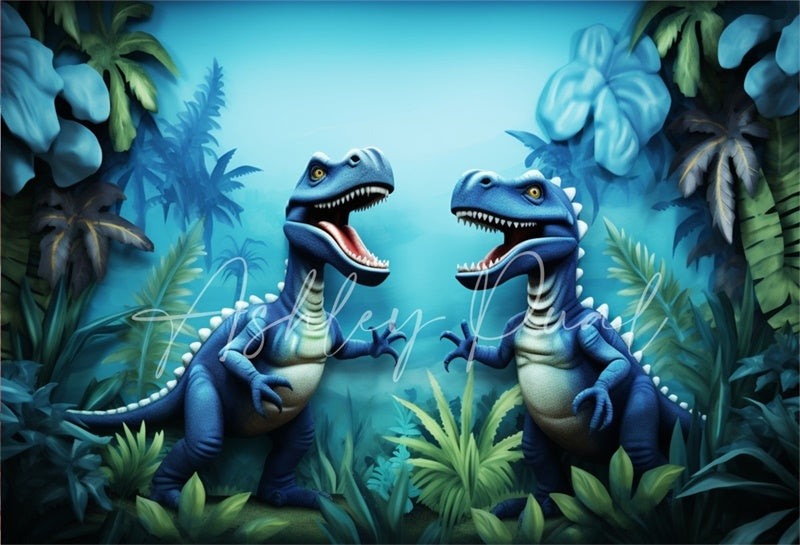 Kate Pet Blue Dinosaur Adventure Backdrop Designed by Ashley Paul