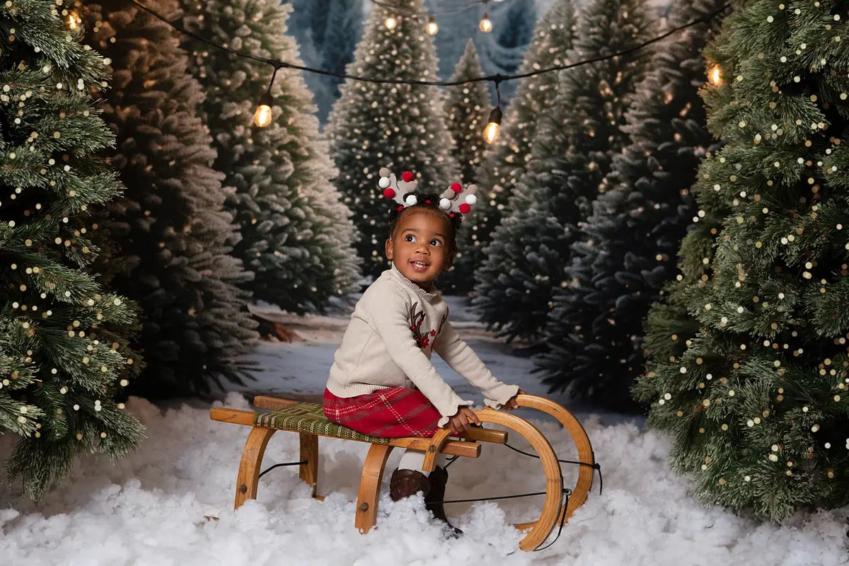 Kate Christmas Outdoor Tree Farm Backdrop for Photography