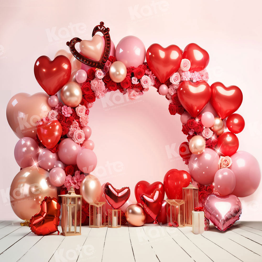 Kate Valentine's Day Red Love Heart Balloon Backdrop Designed by Chain Photography