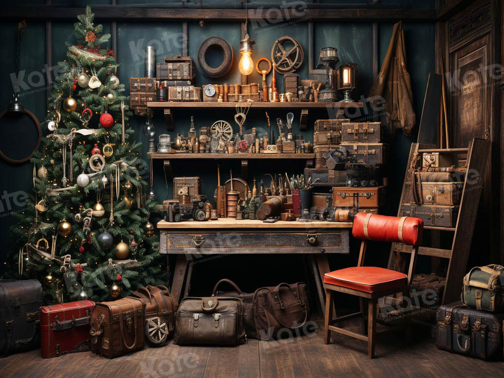 Fondo de taller de Santa Claus para fotografía en Navidad