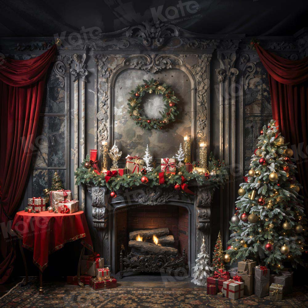 Kerst Victoriaanse kamer openhaardachtergrond ontworpen door Emetselch