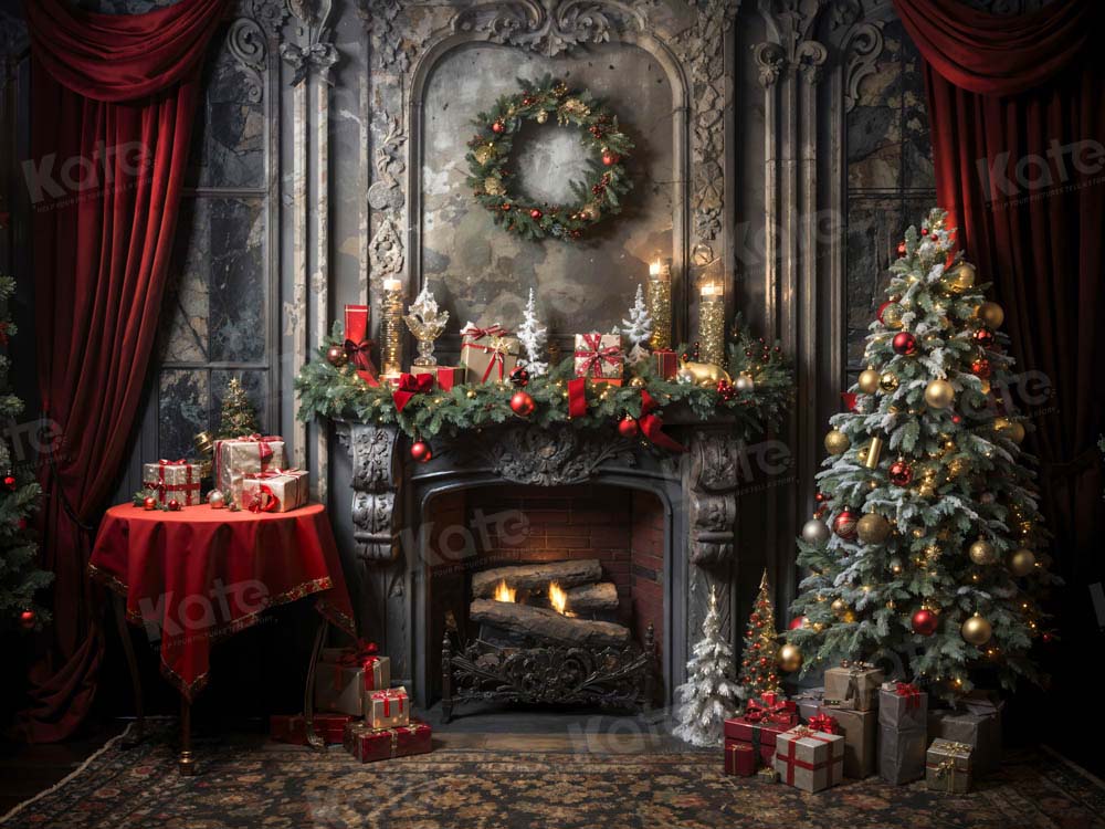 Kerst Victoriaanse kamer openhaardachtergrond ontworpen door Emetselch