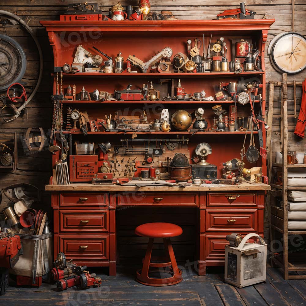 Kate Red Christmas Santa Workshop Backdrop Designed by Emetselch