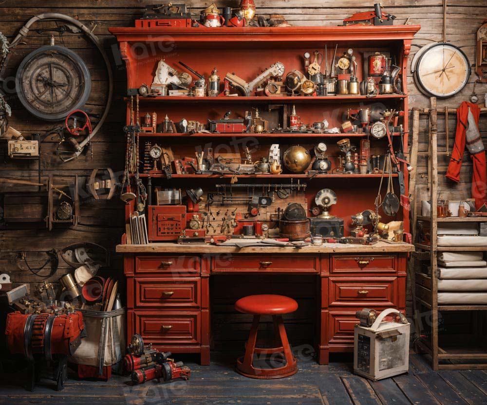 Kate Red Christmas Santa Workshop Backdrop Designed by Emetselch